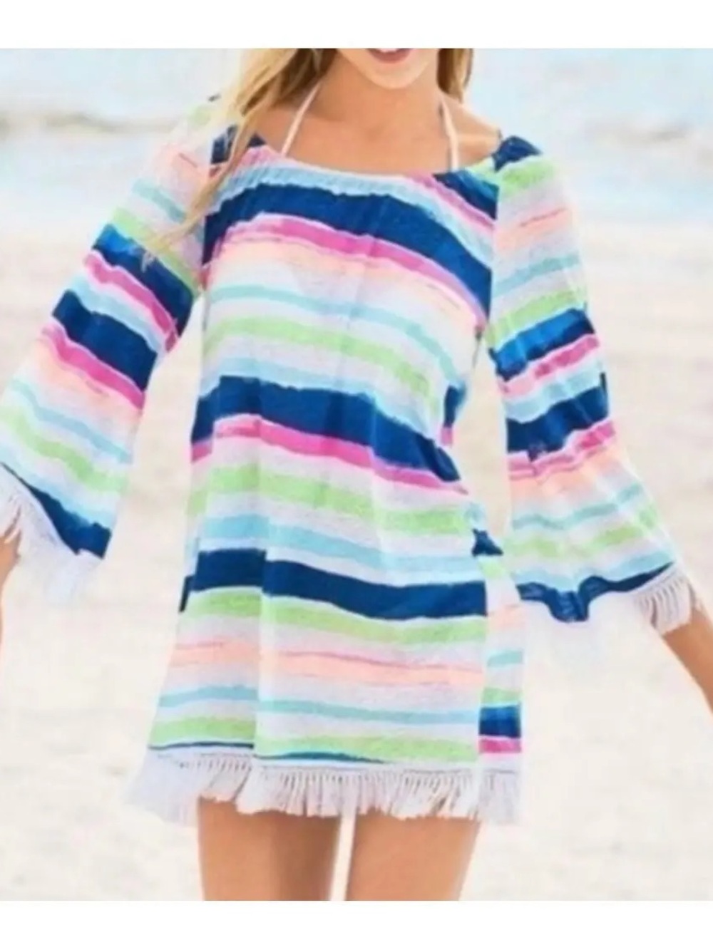 Lilly Pulitzer Pastel Striped Fringe Cover Up